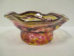 Signed Loretta Eby Art Glass Bowl