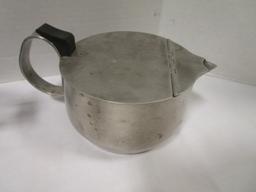 Viners of Sheffield Stainless Steel Tea Pot/Creamer/Sugar Bowl, Silverplate and