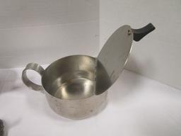 Viners of Sheffield Stainless Steel Tea Pot/Creamer/Sugar Bowl, Silverplate and