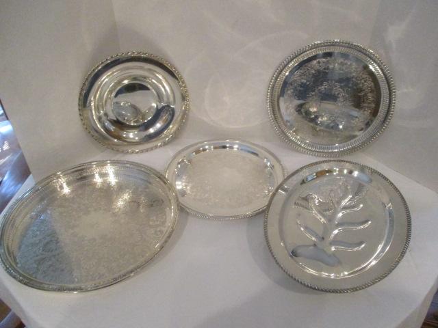 Five Silverplated Trays