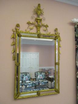 Elaborate Gold Framed Beveled Mirror