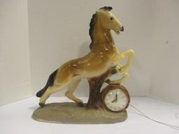 Vintage Chalk Ware Stallion TV Clock