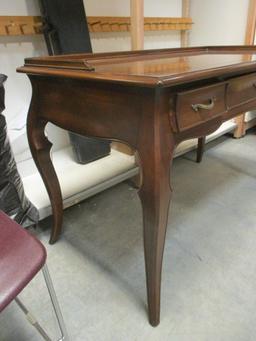 Hekman 3 Drawer Desk with Queen Anne Style Legs and Drexel Heritage