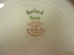 Haviland and Johnson Bros. Plates and Bowls and Clear Glass Divided Serving Tray