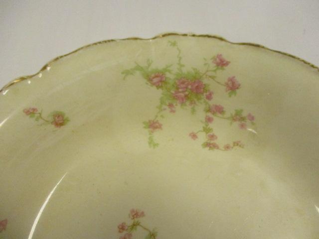 Haviland and Johnson Bros. Plates and Bowls and Clear Glass Divided Serving Tray