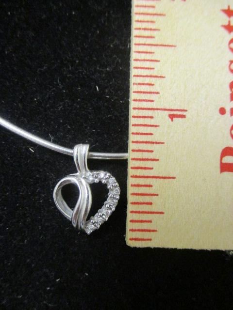 14k White Gold Chain w/ Diamond Heart Pendant