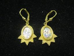 14k Gold Earrings w/ Mother of Pearl Insets