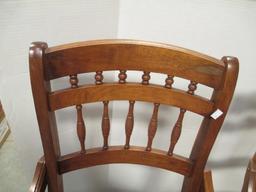 Pair of Wood Chairs with Faux Leather Seat and Nail Head Accents