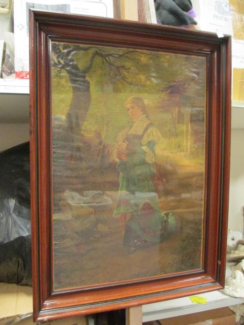 Vintage Framed Print of Strolling Girl by Wagner