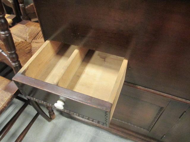 Wood Cabinet with Hinged Lid, Divided Drawer, and Door Storage