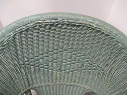 Barrel Back Green Wicker Rocker