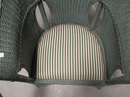 Barrel Back Green Wicker Rocker