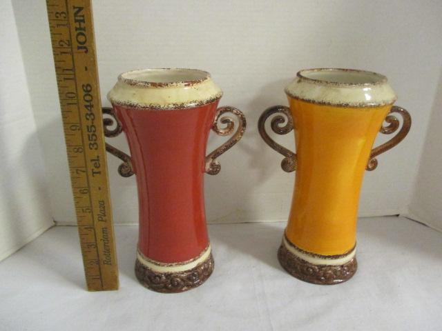 2 Ceramic Vases with Fruit Motif