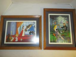 2 Framed/Matted Commemorative Disney Lithographs: Cinderella and Beauty and The Beast