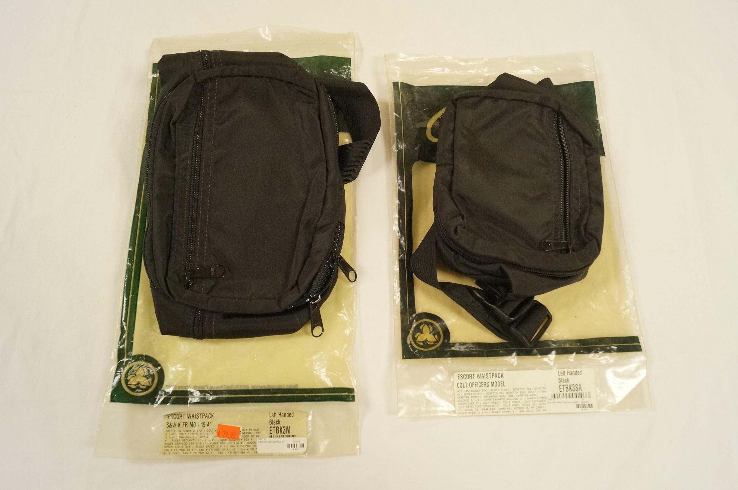 NIB Galco Gunleather - (2) Escort Waist Pack Holsters - Left Handed - ETBK3M/ETBK35A - See Pics