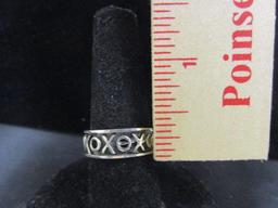 Sterling Silver XOXO Band Ring- Size 9