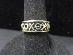 Sterling Silver XOXO Band Ring- Size 9