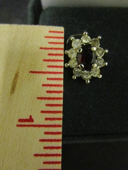 Simulated Ruby & CZ Earrings