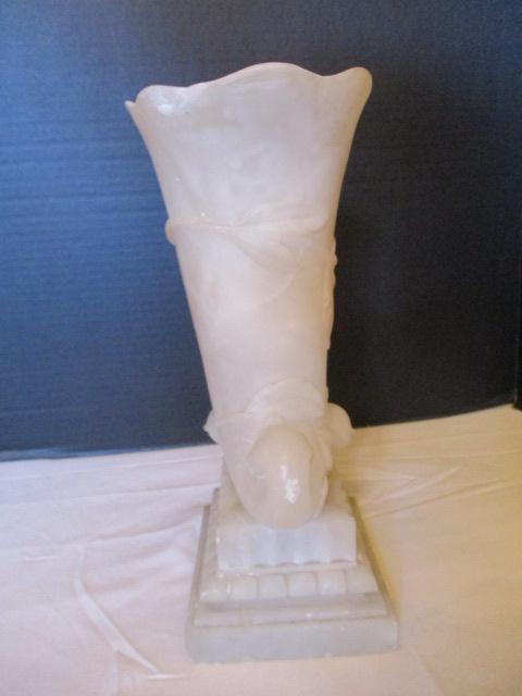 Alabaster Cornucopia Vase Large C.1900