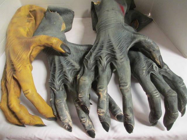 Four Monster Size Latex Severed Clawed Hands