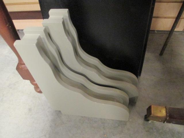 Five Painted Black Wood Shelves and Pair of Wood Painted Grey Shelf
