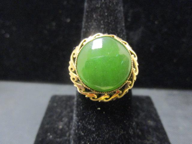 18k Gold Jade Ring- Size 10