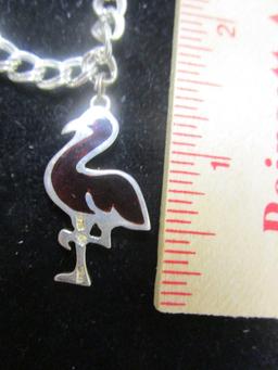 Sterling Silver Bracelet w/ Flamingo Charm