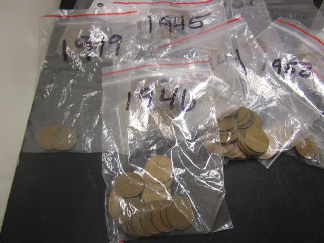 Collection of Wheat Pennies- Assorted Dates- 1919-1958