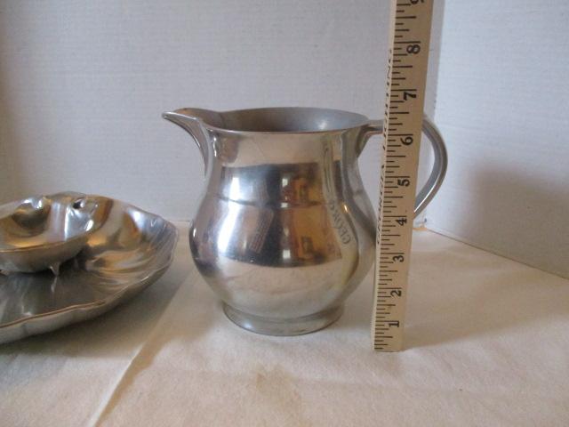 The Wilton Company Pewter Pitcher and Shell Shaped Chip and Dip