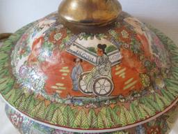 Lidded Hand Painted Tureen Oriental Motif