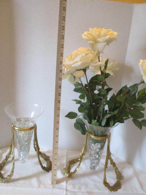 Pair of Bombay Company Vases with Brass Holders