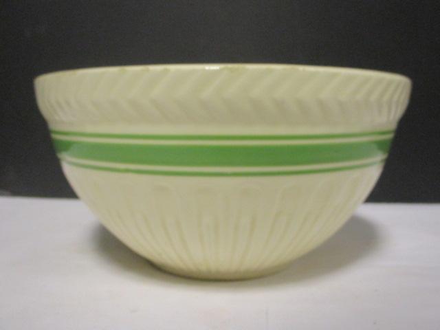 Vintage Hull Green Stripe Mixing Bowl