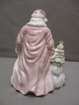 Porcelain Pink & White Santa approx. 8 1/2"