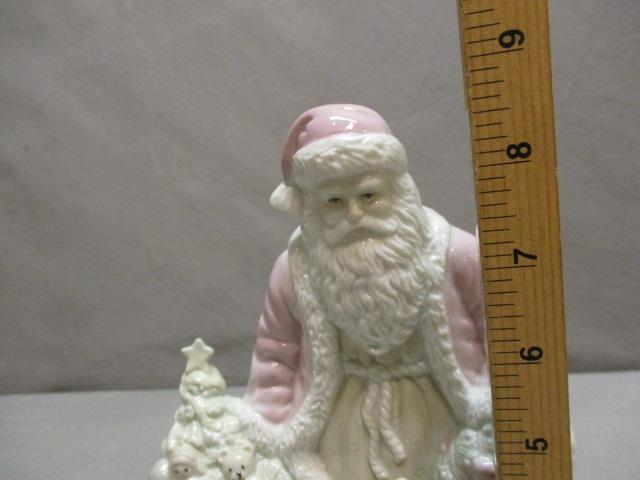 Porcelain Pink & White Santa approx. 8 1/2"