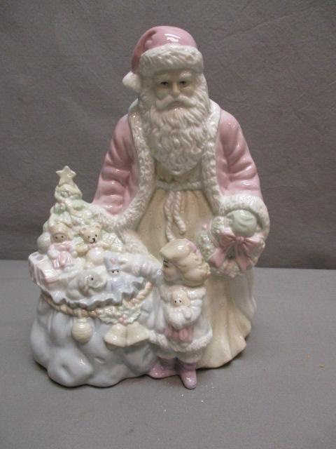 Porcelain Pink & White Santa approx. 8 1/2"