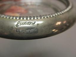 Vintage Leonard Silver Plated Glass Coasters Set of 4