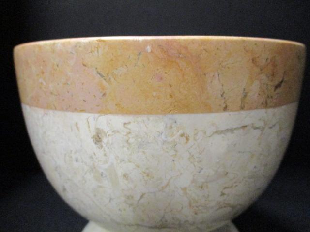 Cream and White Marble Mortar and Pestle