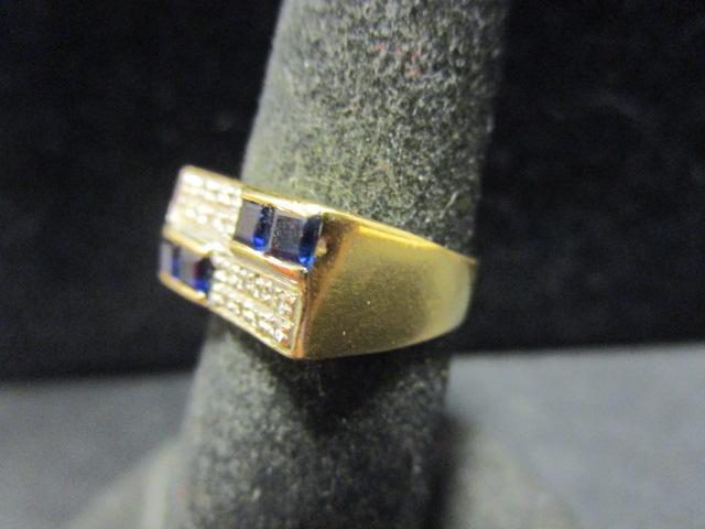 10k Gold Sapphire & Diamond Ring- Size 6