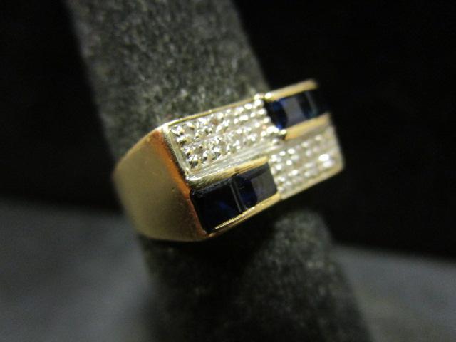 10k Gold Sapphire & Diamond Ring- Size 6