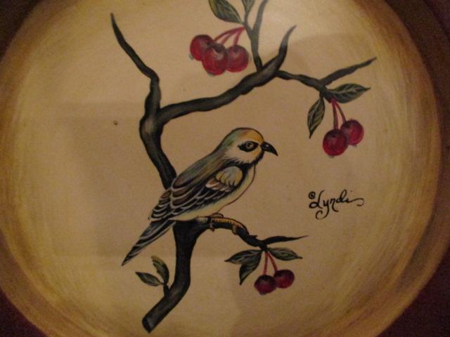 Oriental Accent Magnolia Plate, Decorative Bird Plate and Metal Stand