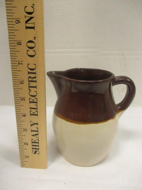 Roseville USA Brown and White Milk Pitcher