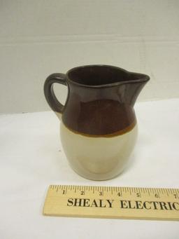 Roseville USA Brown and White Milk Pitcher