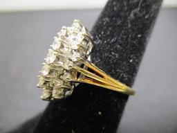 14k Gold Diamond Cluster Ring