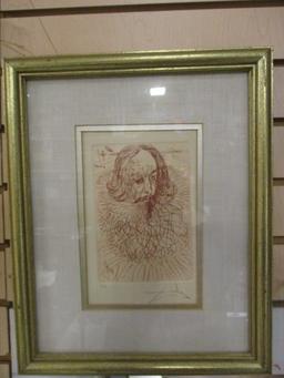 Pencil Signed Salvador Dali Shakespeare's Portrait E.A. Proof Lithograph