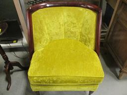 Vintage Wood Frame Velvet Upholstered Dressing Room Chair