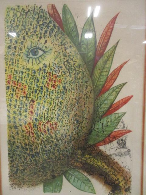 Pencil Signed Salvador Dali Pineapple Lithograph