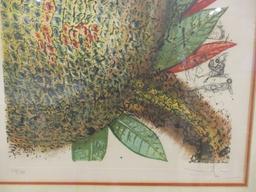 Pencil Signed Salvador Dali Pineapple Lithograph