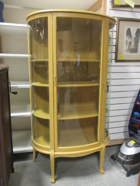 Bow Front Curio Cabinet with Curved Glass Sides