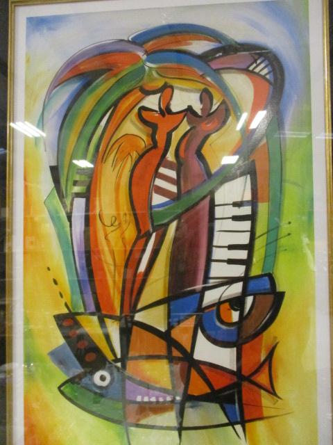 Framed and Matted "Rhythm in the Tropics" by Alfred Gockel Serialithograph