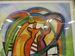 Framed and Matted "Rhythm in the Tropics" by Alfred Gockel Serialithograph